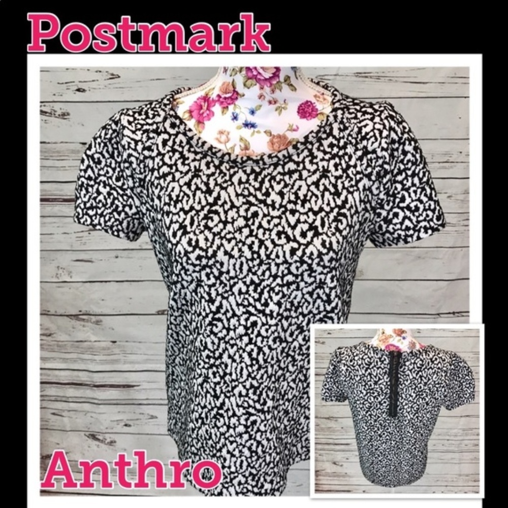 Anthro Postmark Medium Black & White Blouse
